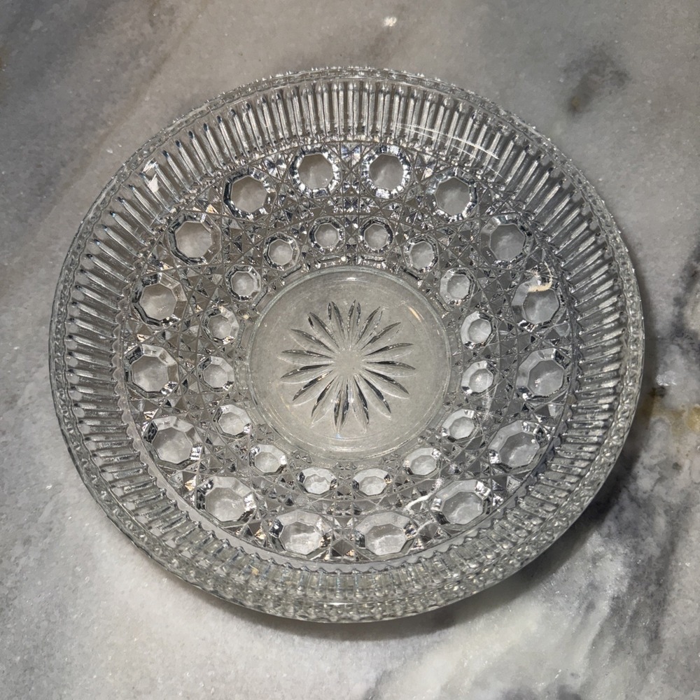 Federal Clear Glass Windsor Button and Cane Design Large Serving Bowl 101/2" X 4